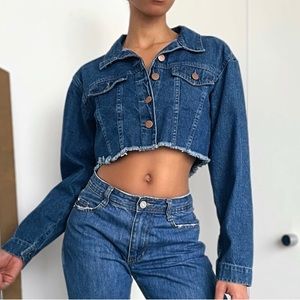 💙Missguided💙 Fringe Hem Crop Denim Jacket